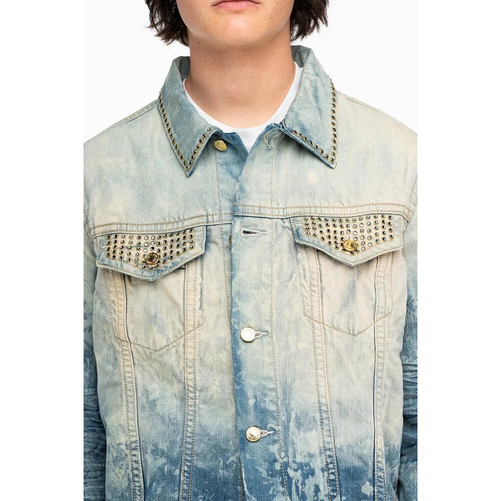 Robin's Jean Embellished Crystals Gold Buttons DENIM JACKET Men XL Blue NWT $575